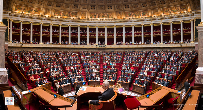 Vue de l'hémicycle de l'Assemblée nationale lors d'une séance