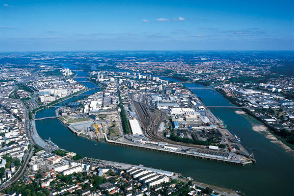 Vue aérienne de l'île de Nantes