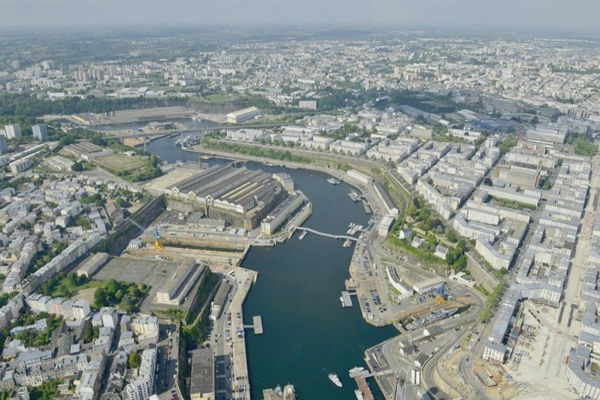 Vue aérienne d'un quartier ancien de Brest